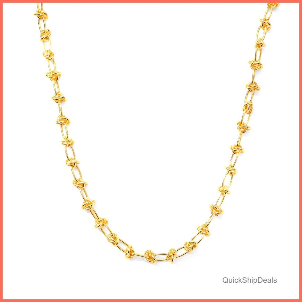 14K Gold Plated Chunky Chain Choker Necklace Adjustable Hip-Hop Style
